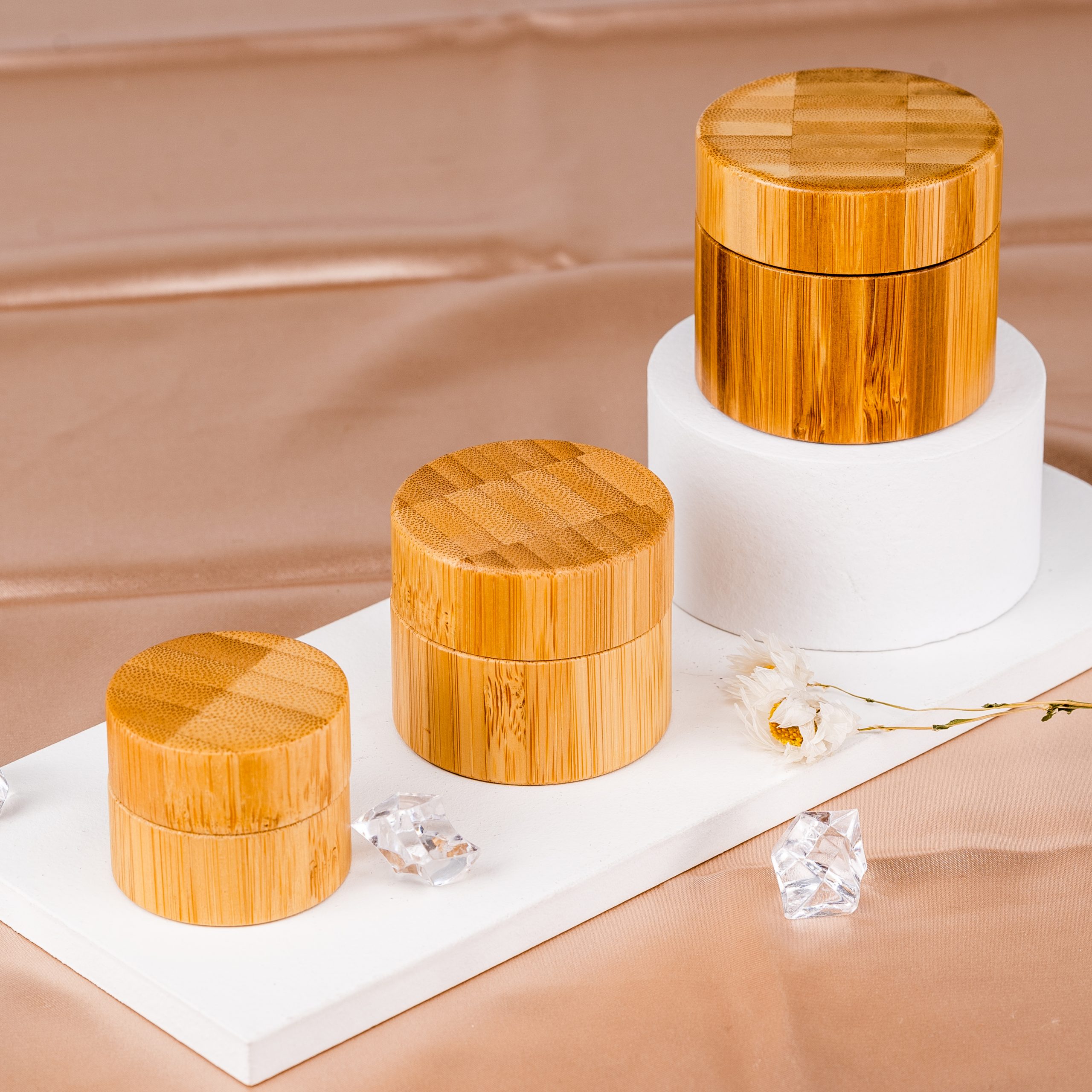 Customized Design Body Care Cream Case PP Double Wall Cream Jar Empty bamboo cosmetic container