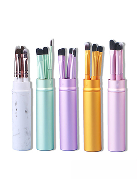 Custom Logo Makeup Brush Gift Set 5 Pcs Small Eye Brush Set Wooden Handle Makeup Brushes Set With Aluminum Bucket