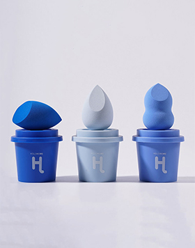 Wet&Dry Dual Use Beauty Egg Cosmetic Blender Latex Free Blue Coffee Cup Makeup Sponge Set