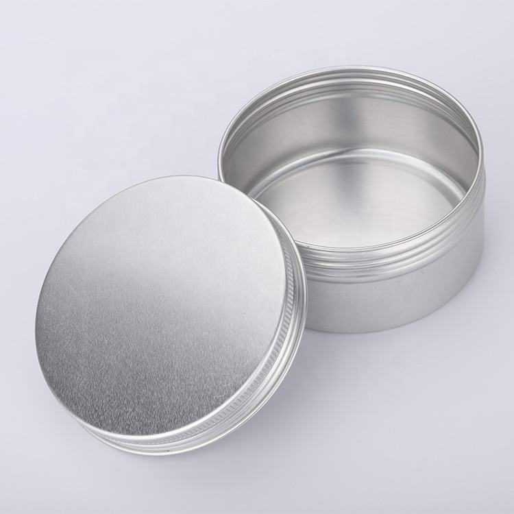 5ml 10ml 20ml 30ml 50ml 60ml 80ml 100ml 120ml 150ml 180ml 200ml 250ml Round Cosmetic Containers Box Silver Aluminum Jar