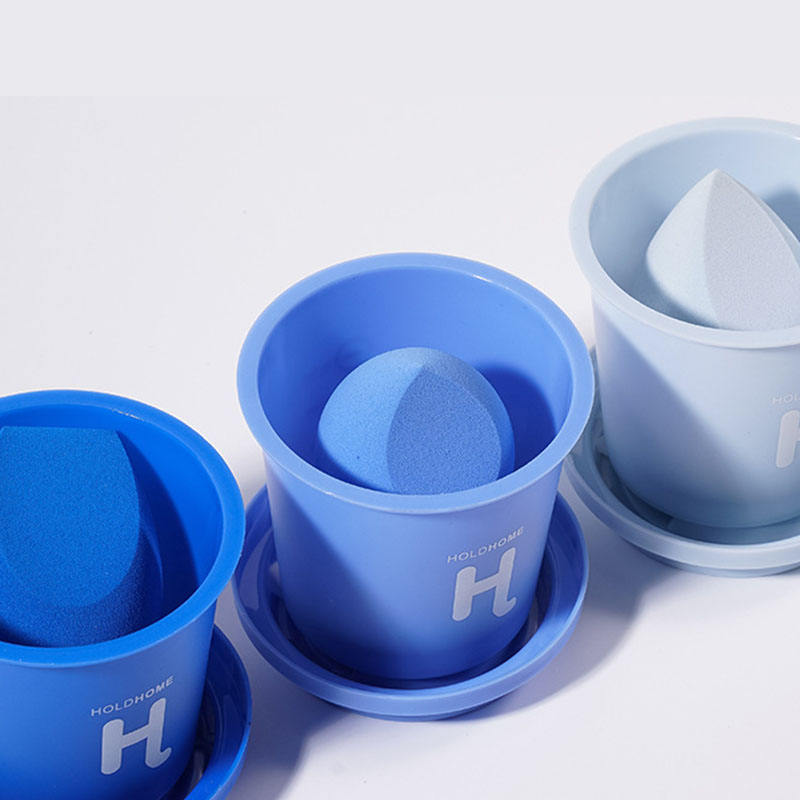 Wet&Dry Dual Use Beauty Egg Cosmetic Blender Latex Free Blue Coffee Cup Makeup Sponge Set