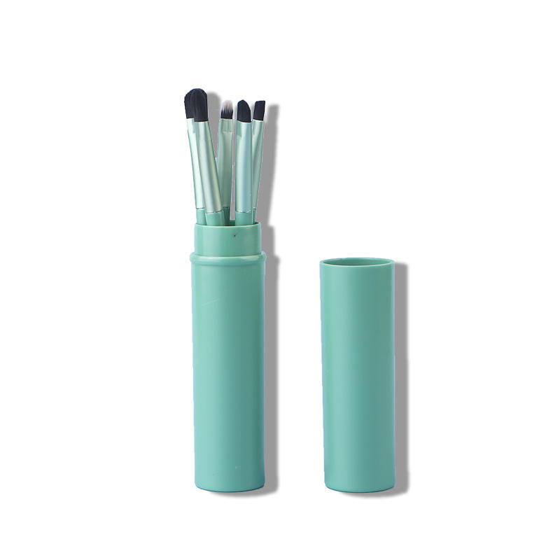 Custom Logo Makeup Brush Gift Set 5 Pcs Small Eye Brush Set Wooden Handle Makeup Brushes Set With Aluminum Bucket