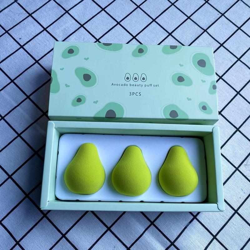 3Pcs Strawberry Peach Pear Lemon Avocado Don’t Eat Powder Fruit Makeup Egg Set Non-Latex Makeup Sponge With Box