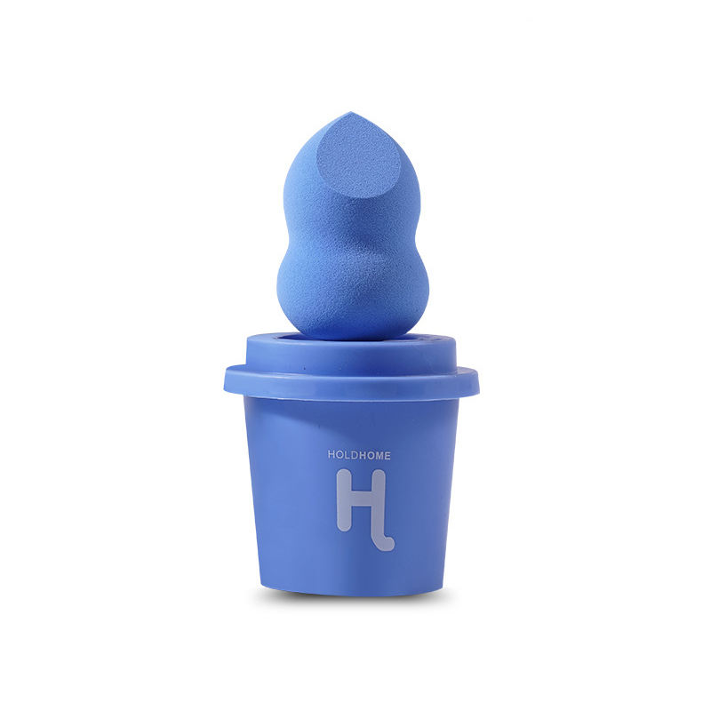 Wet&Dry Dual Use Beauty Egg Cosmetic Blender Latex Free Blue Coffee Cup Makeup Sponge Set