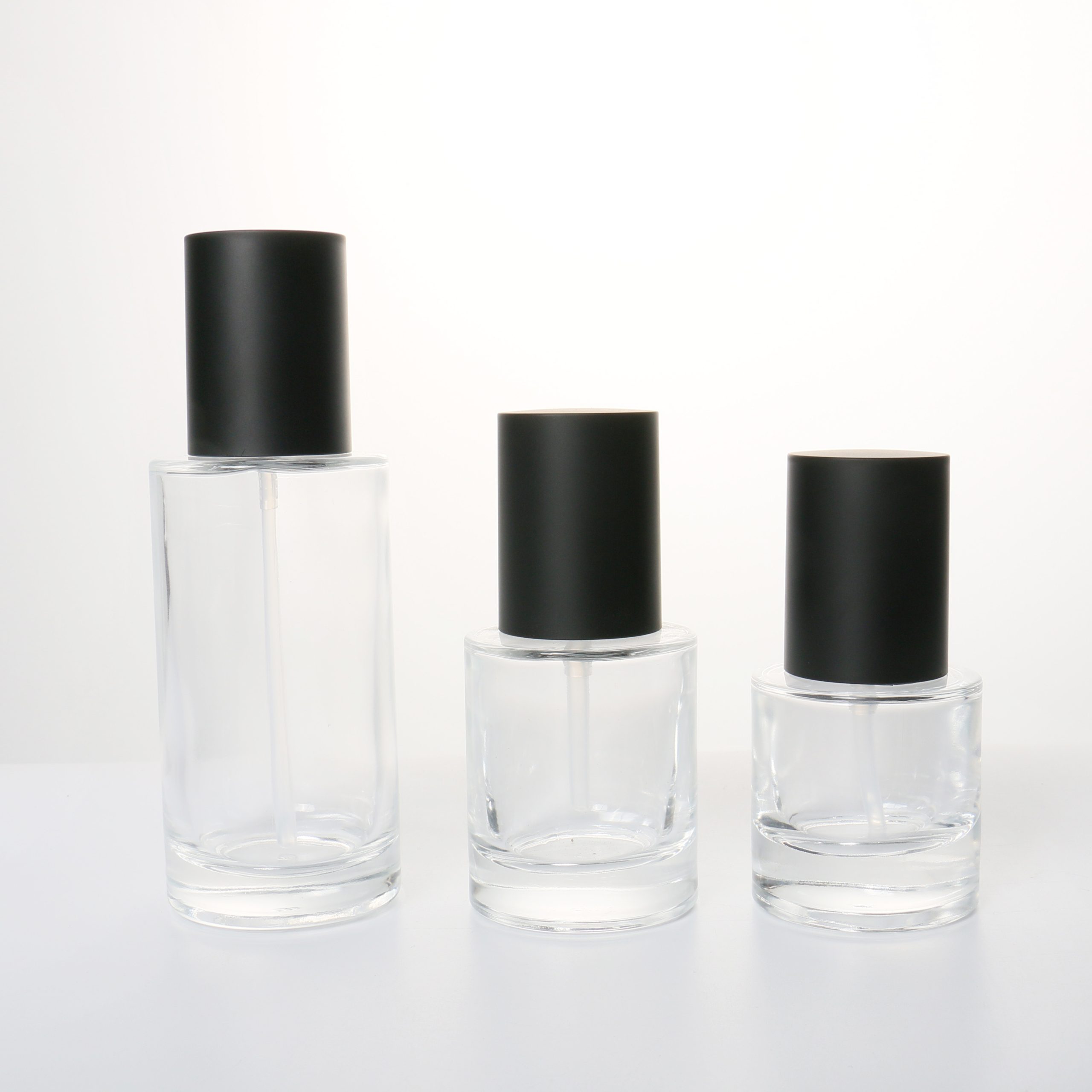 Luxury 30ml 50ml 100ml Clear Frosted Lotion Container Cream Liquid Foundation Bottle Cosmetic Glass Bottle With Pump