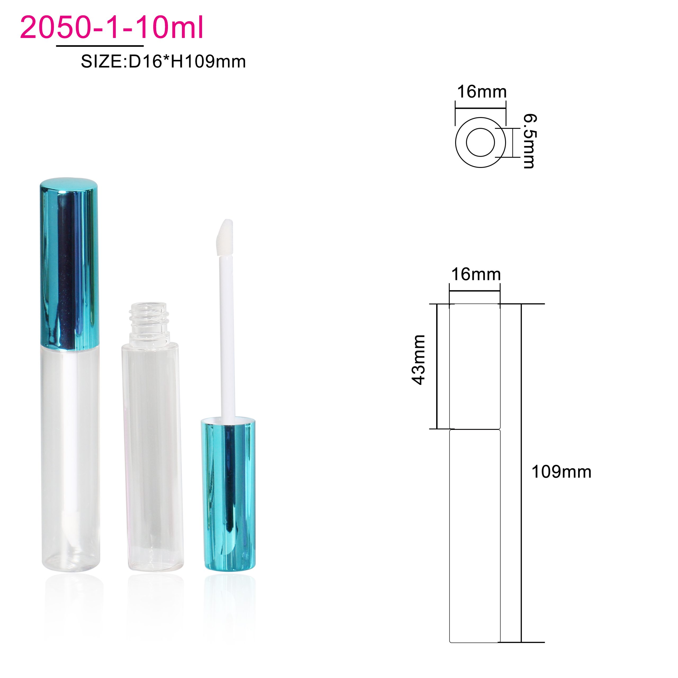 6ml Empty Round Lipstick Container Clear Cosmetic Lip Gloss Tube Custom Lip Gloss Tubes With Brush