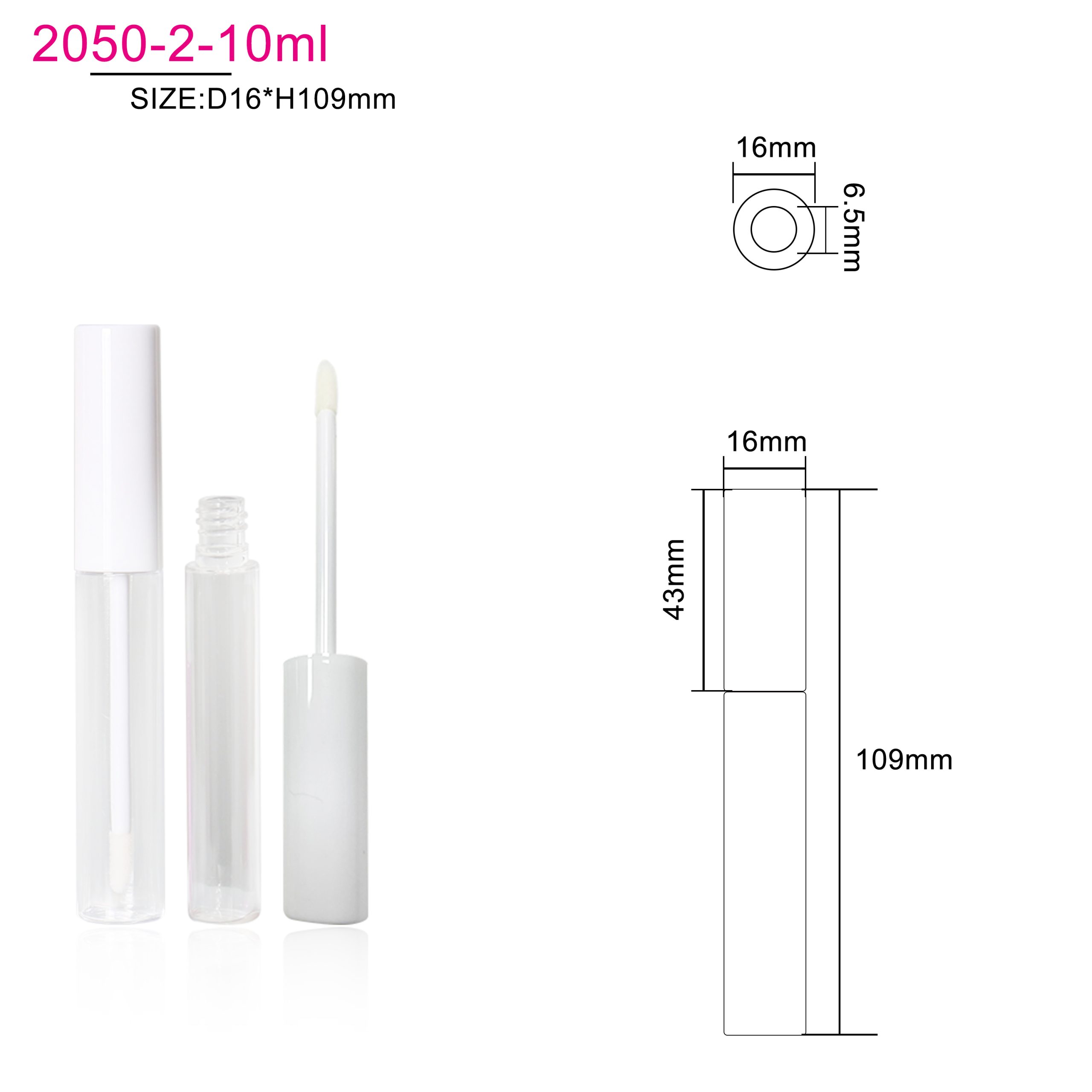 6ml Empty Round Lipstick Container Clear Cosmetic Lip Gloss Tube Custom Lip Gloss Tubes With Brush