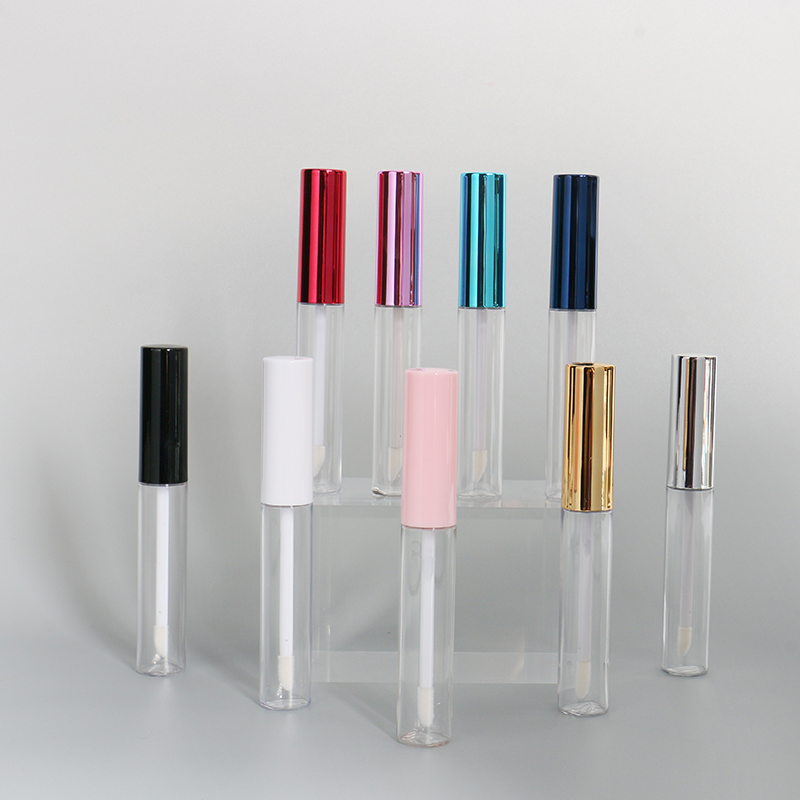 6ml Empty Round Lipstick Container Clear Cosmetic Lip Gloss Tube Custom Lip Gloss Tubes With Brush