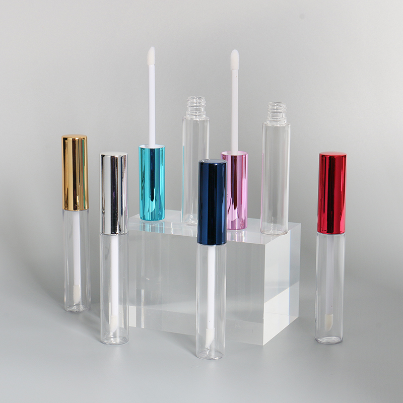 6ml Empty Round Lipstick Container Clear Cosmetic Lip Gloss Tube Custom Lip Gloss Tubes With Brush