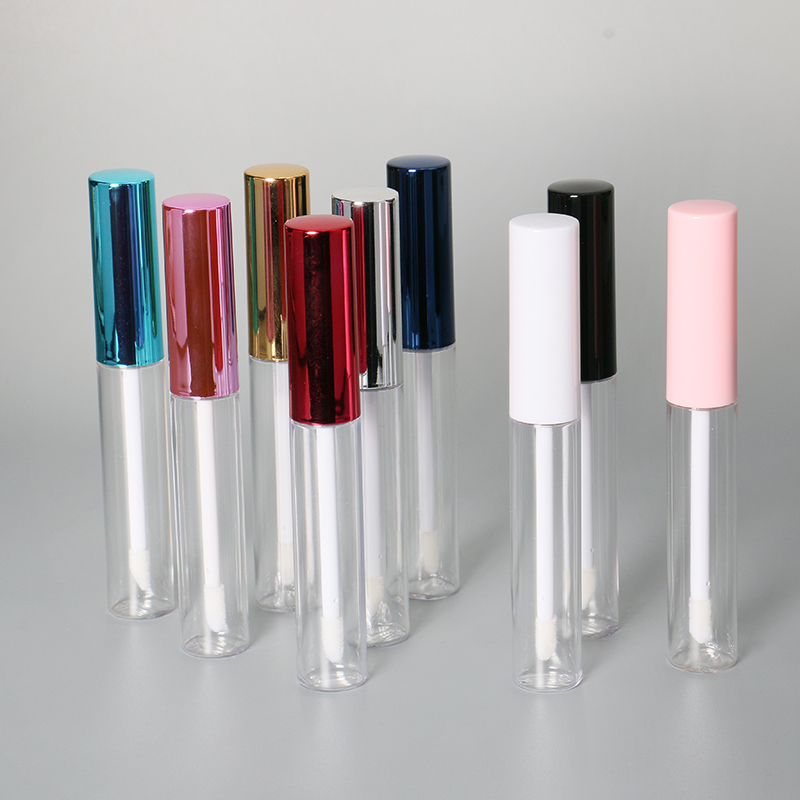6ml Empty Round Lipstick Container Clear Cosmetic Lip Gloss Tube Custom Lip Gloss Tubes With Brush
