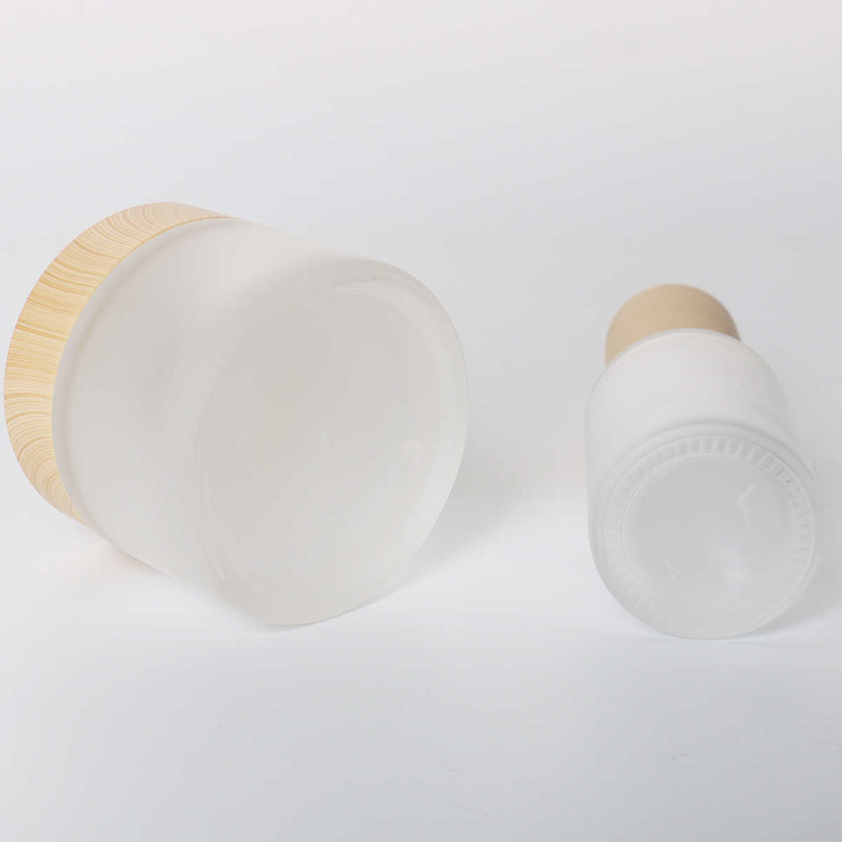 Bamboo Pattern 50ml Glass Jar 30ml Cosmetic Lotion Pump Glass Bottle Sets For Skincare Face Cream Lotion Bottle