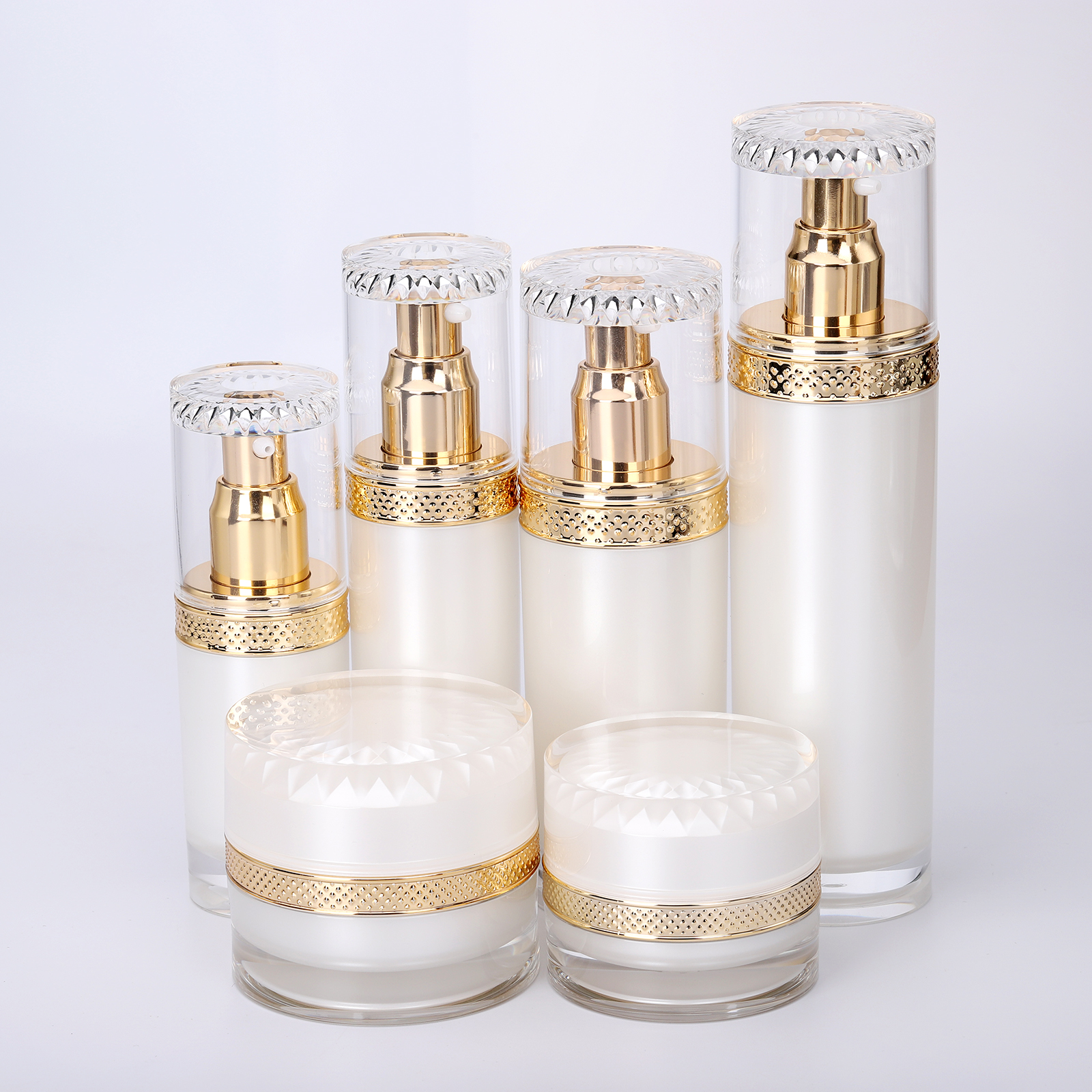 Acrylic Bottle And Jar Set 30g 50g 30ml 50ml 80ml Printing Label And Logo Luxury Acrylic Jars