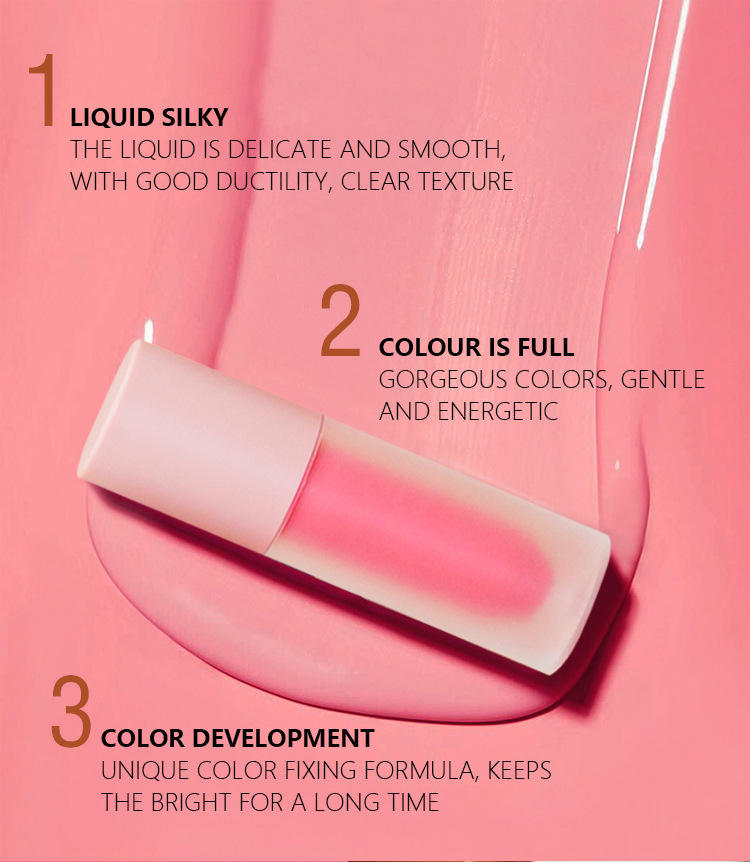 Customized Your Logo Face Contour Makeup High Pigment 6 Colors Silky Cheek Private Label Liquid Blush