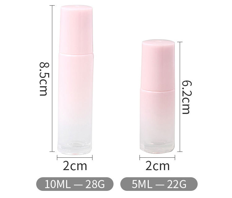5ml 10ml Empty Perfume Roller Bottles Essential Oil Roll On Glass Bottle Gradient Pink Portable Roller Bottle