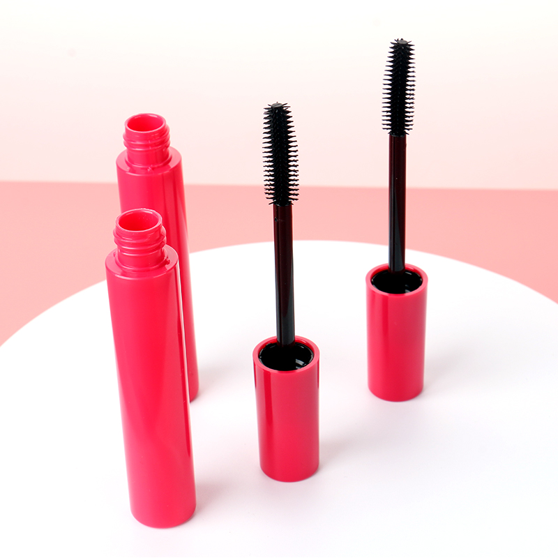 Customizable Logo Red Mascara Container Eyelash Tube Round High Quality Empty Mascara Wand Tubes With Brush