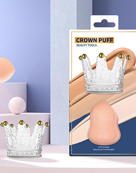 Luxury Packing Acrylic Crown Holder Beauty Puff Super Soft Non Latex Makeup Sponge Set