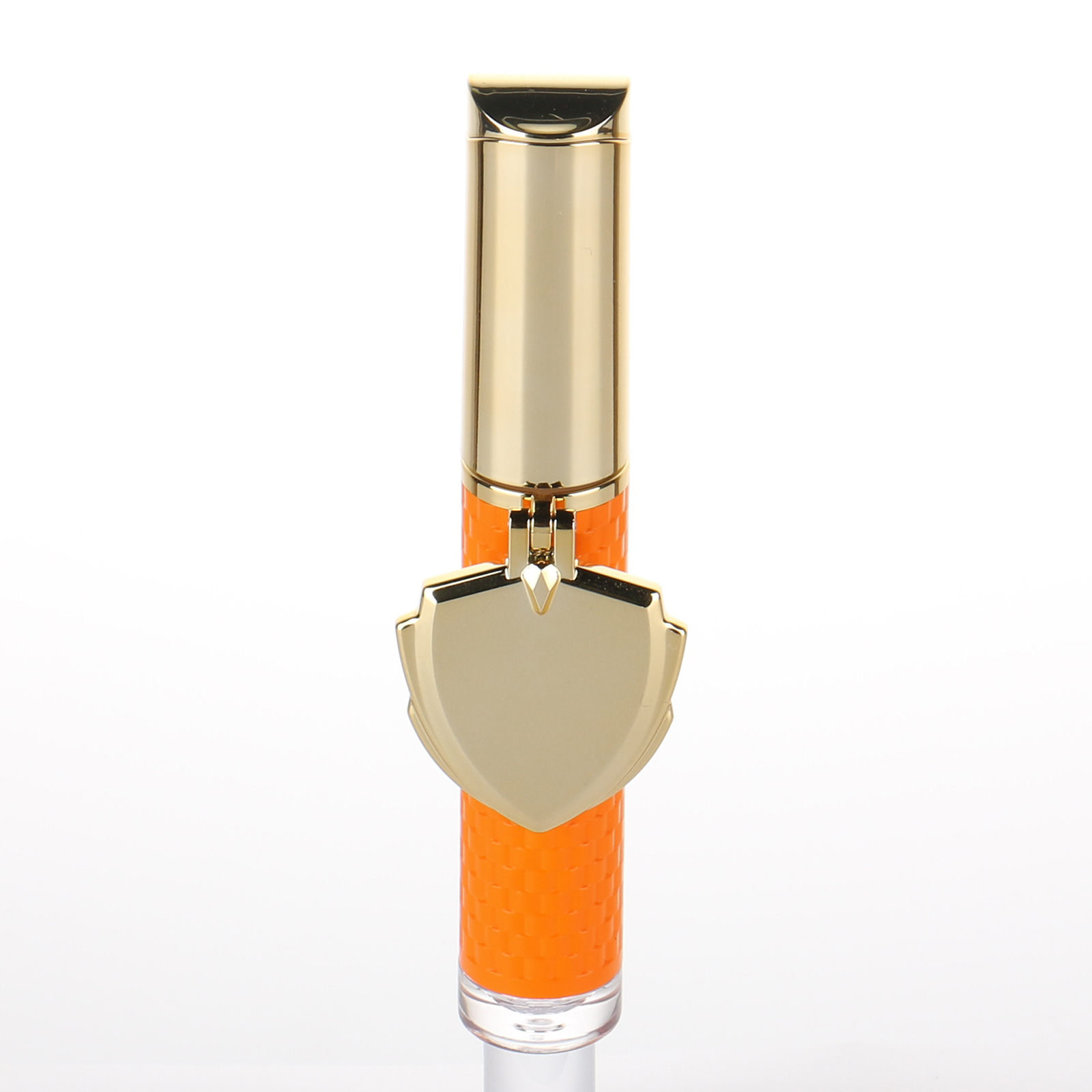 Gold ABS Plastic Lipstick Container Case Luxury Unique Lip Gloss Tube Packaging With Shield Shape Mirror