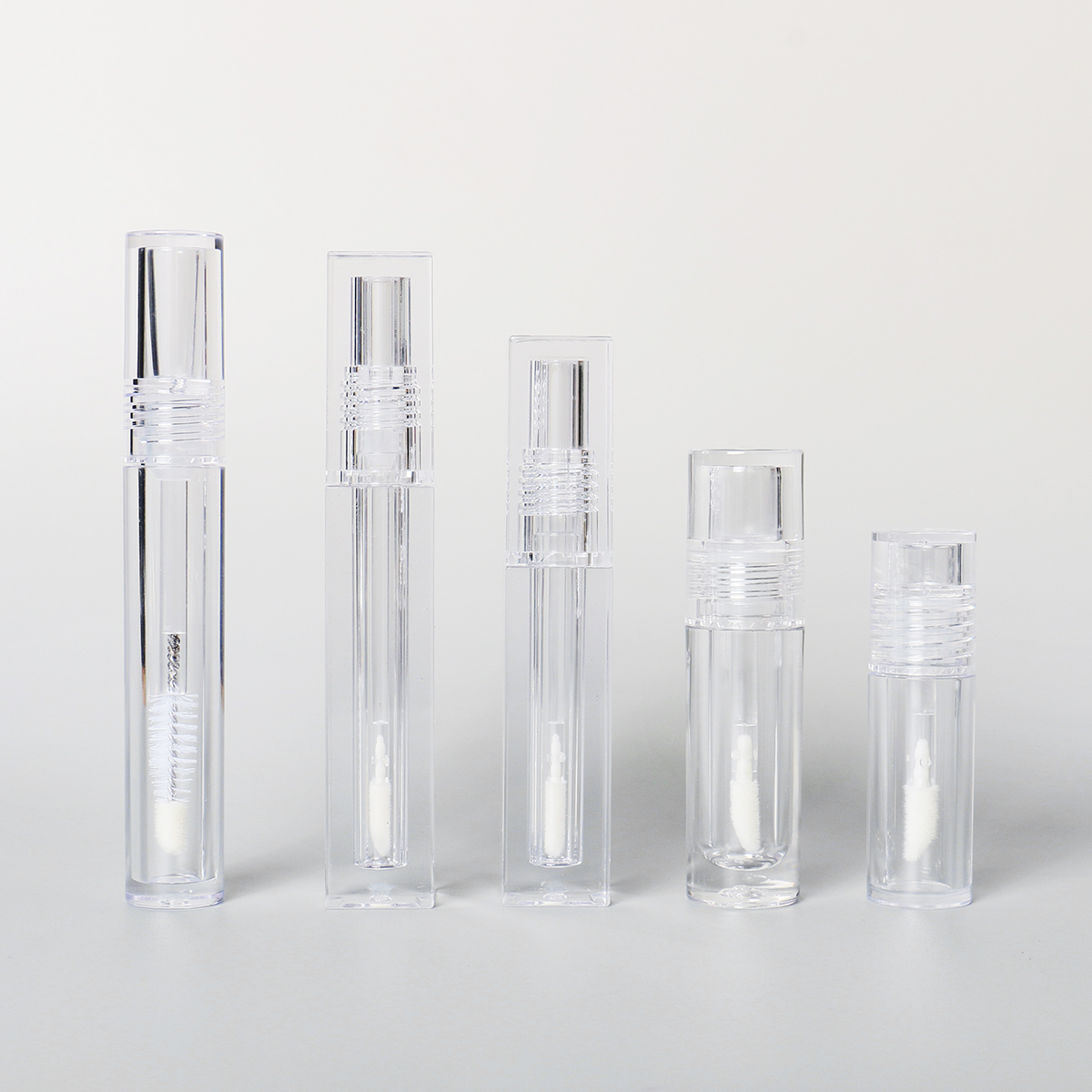 Cylinder Private Label Lip Gloss Container PETG Square Full Clear Customized Transparent Lipgloss Tubes With Applicator And Wand