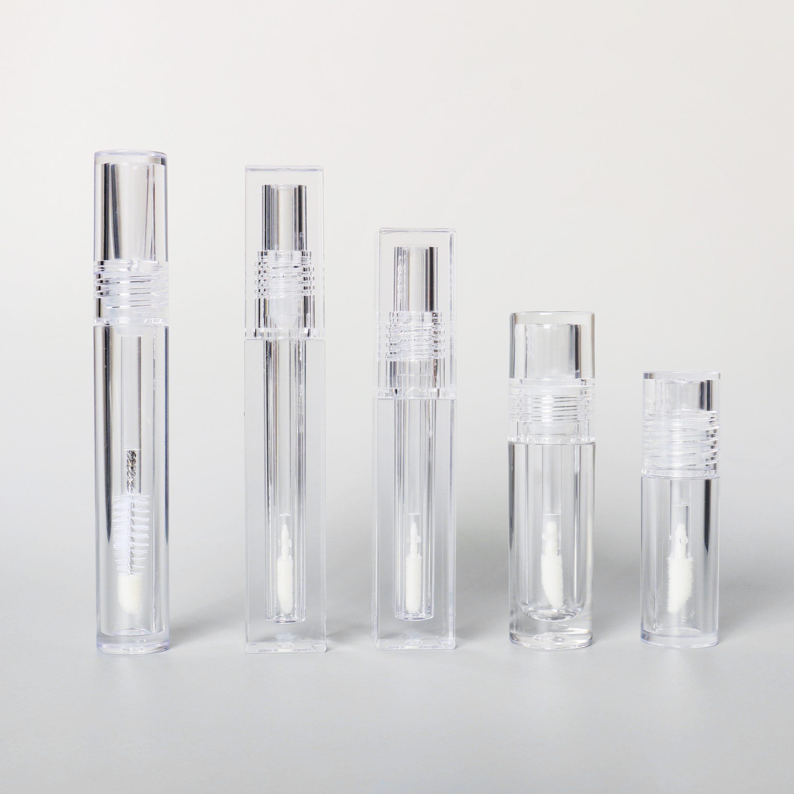 Cylinder Private Label Lip Gloss Container PETG Square Full Clear Customized Transparent Lipgloss Tubes With Applicator And Wand