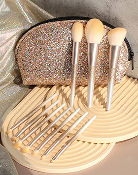 Private Label New 10pcs Gold Embellished Makeup Brush High-Grade Microcrystalline Fiber Makeup Brush Set