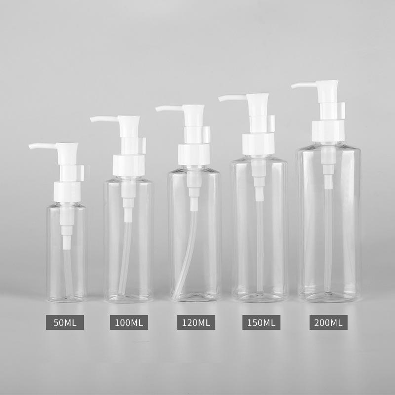 Empty 50ml 100ml 120ml 150ml 200ml Transparent PET Plastic Makeup Remover Bottle Lotion Pump Cleansing Oil Bottle