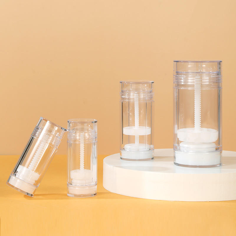 Empty 15ml 30ml 50ml 75ml Round Shape Transparent Stick AS Plastic Refillable Deodorant & Antiperspirant Packaging Container