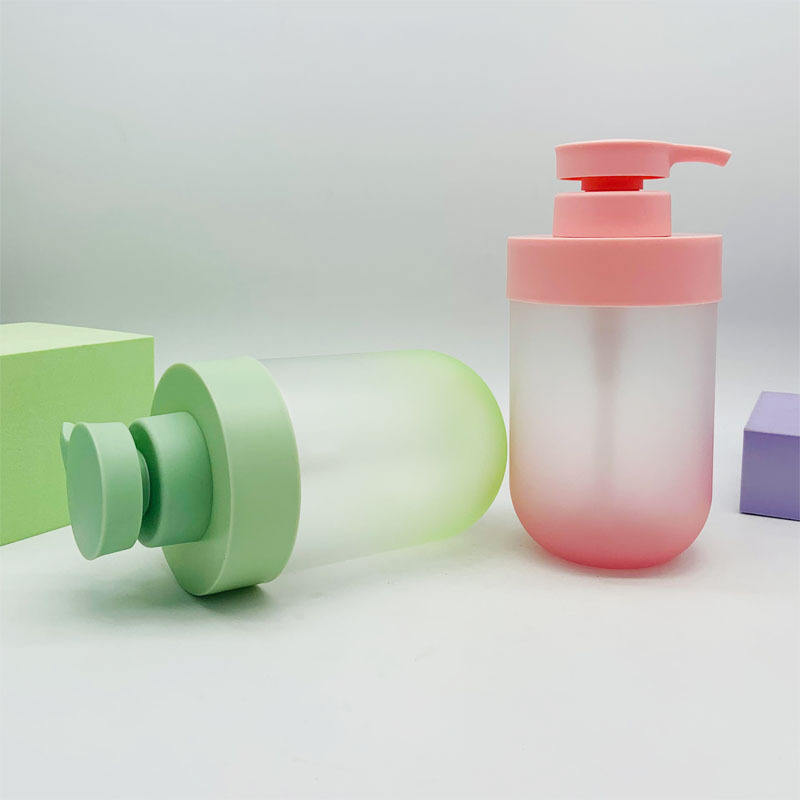 Customized Gradient Color 300ml 500ml Hand Body Lotion Pump Bottles Skincare Round Shape Baby Shampoo Shower Gels Bottle