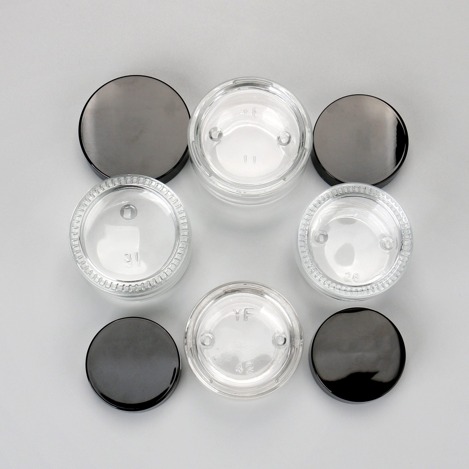 Transparent Inclined Shoulder Container 15g 30g Empty Slanted Shoulder Glass Face Cream Eye Cream Jars With Black Lid