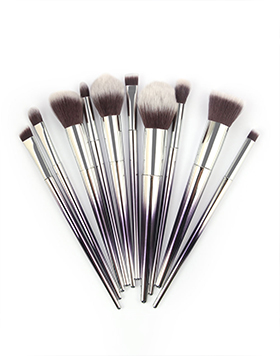 10pcs Gradient Blue White Shiny Silver Handle Soft Makeup Tools High Quality Professional Makeup Brush Set