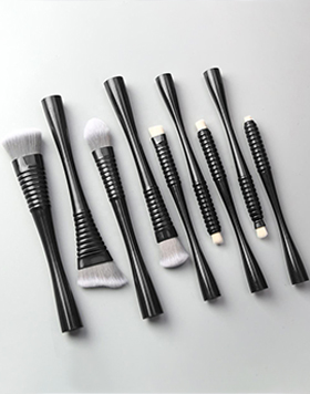 Black 9 Pcs Makeup Brushes Set Custom Logo Professional Synthetic Cosmetic Brushes Private Label With Bag
