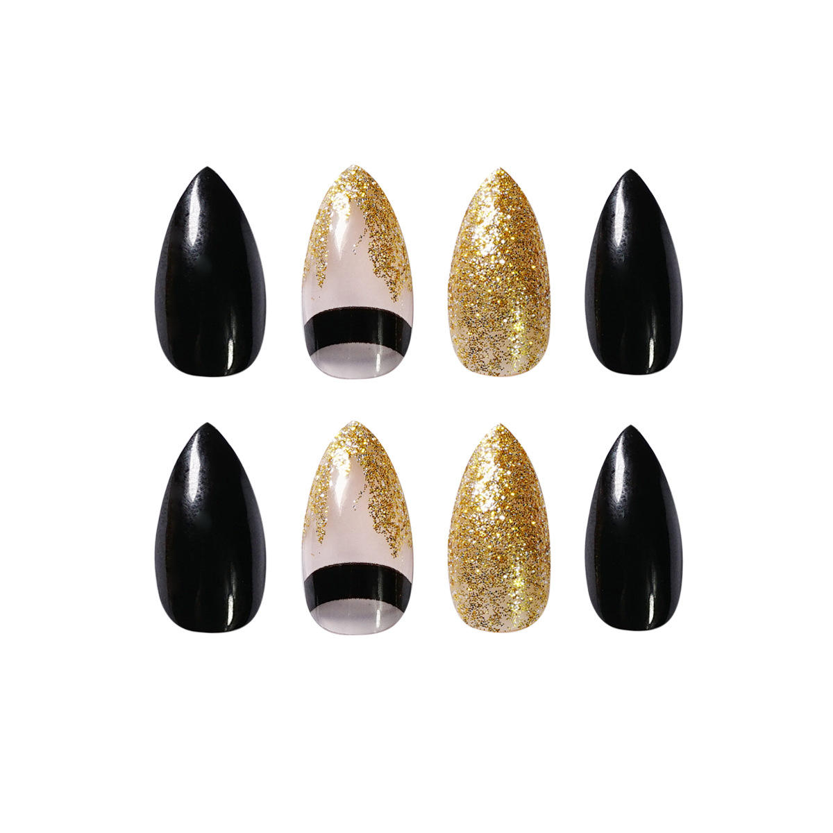 Sky Blue Glitter Gradient Coffin False Nails Could Pattern High Quality Press On Nails