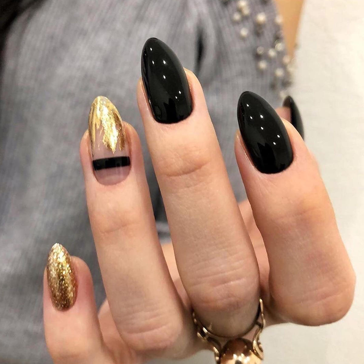 Sky Blue Glitter Gradient Coffin False Nails Could Pattern High Quality Press On Nails