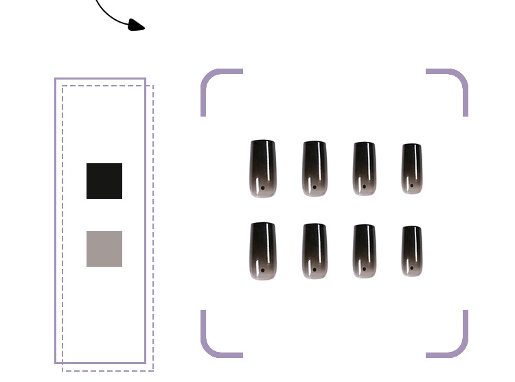 Dots Pattern Full Cover French False Nails Gradient Black Square Jelly Press On Nails
