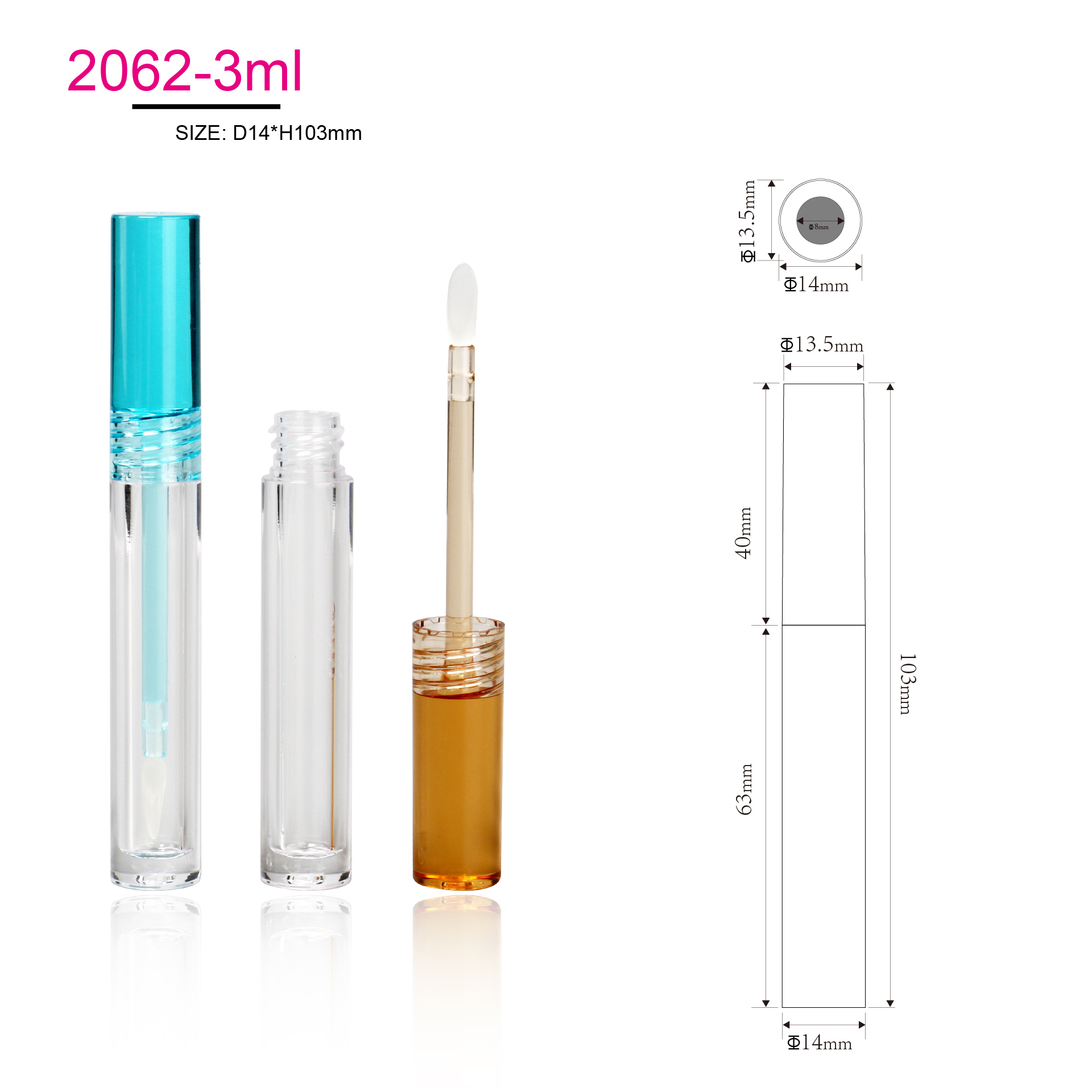 Small Empty Round Transparent Lipstick Lipgloss Tube Containers Clear Colorful Mini 3ml Cosmetic Lip Gloss Tubes