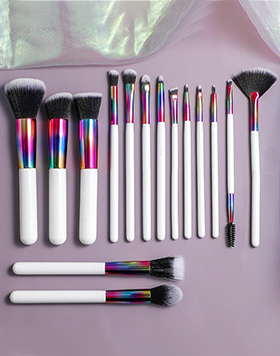 15pcs Special Design Cosmetic Brushes Natural Nylon Hair Foundation Colorful White Laser Makeup Brush Set With Bag