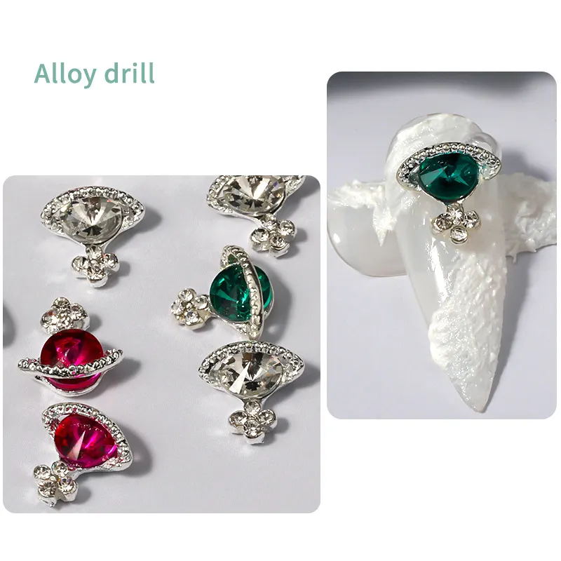 Alloy Diamond Saturn Shape Jewelry Rhinestones Nails Art Decorations Luxury Metal Planet Nail Charms