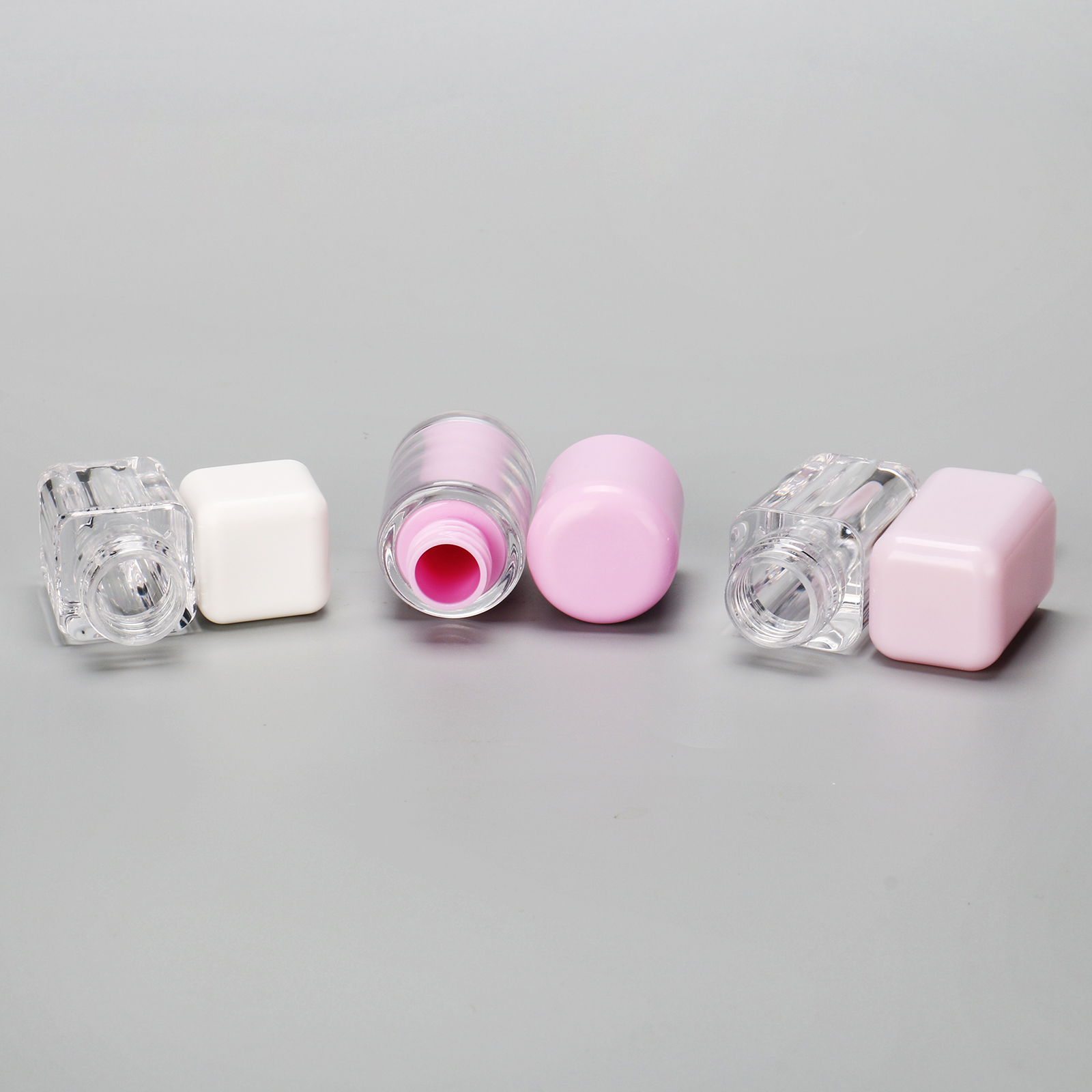 Empty White Pink Mini Lip Tint Cube Container Round Tubby Square Lip Gloss Tube Custom Lip Containers With Brush