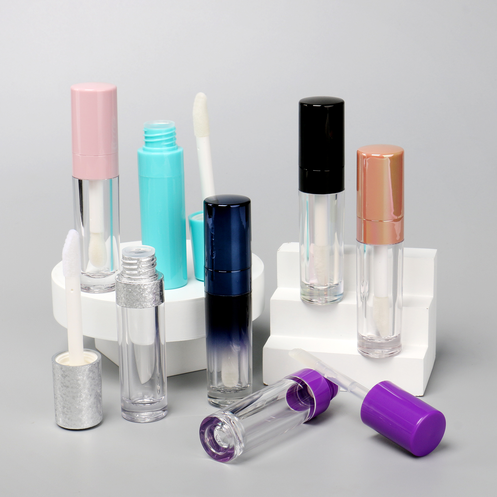 View larger image Add to Compare  Share Round Lipgloss Packaging Container Big Wand Big Brush Concealer Tube Lip Oil Bottle Custom PTEG Plastic Lip Gloss Tube
