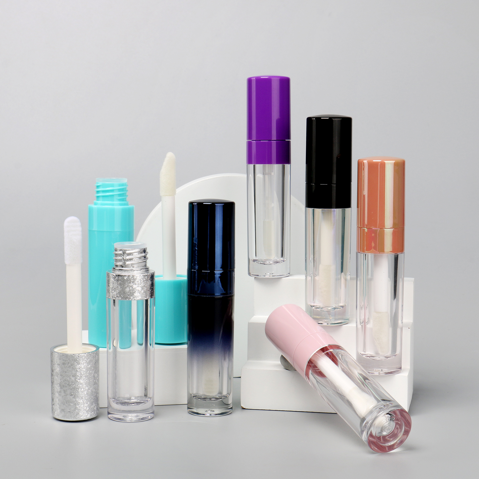 View larger image Add to Compare  Share Round Lipgloss Packaging Container Big Wand Big Brush Concealer Tube Lip Oil Bottle Custom PTEG Plastic Lip Gloss Tube