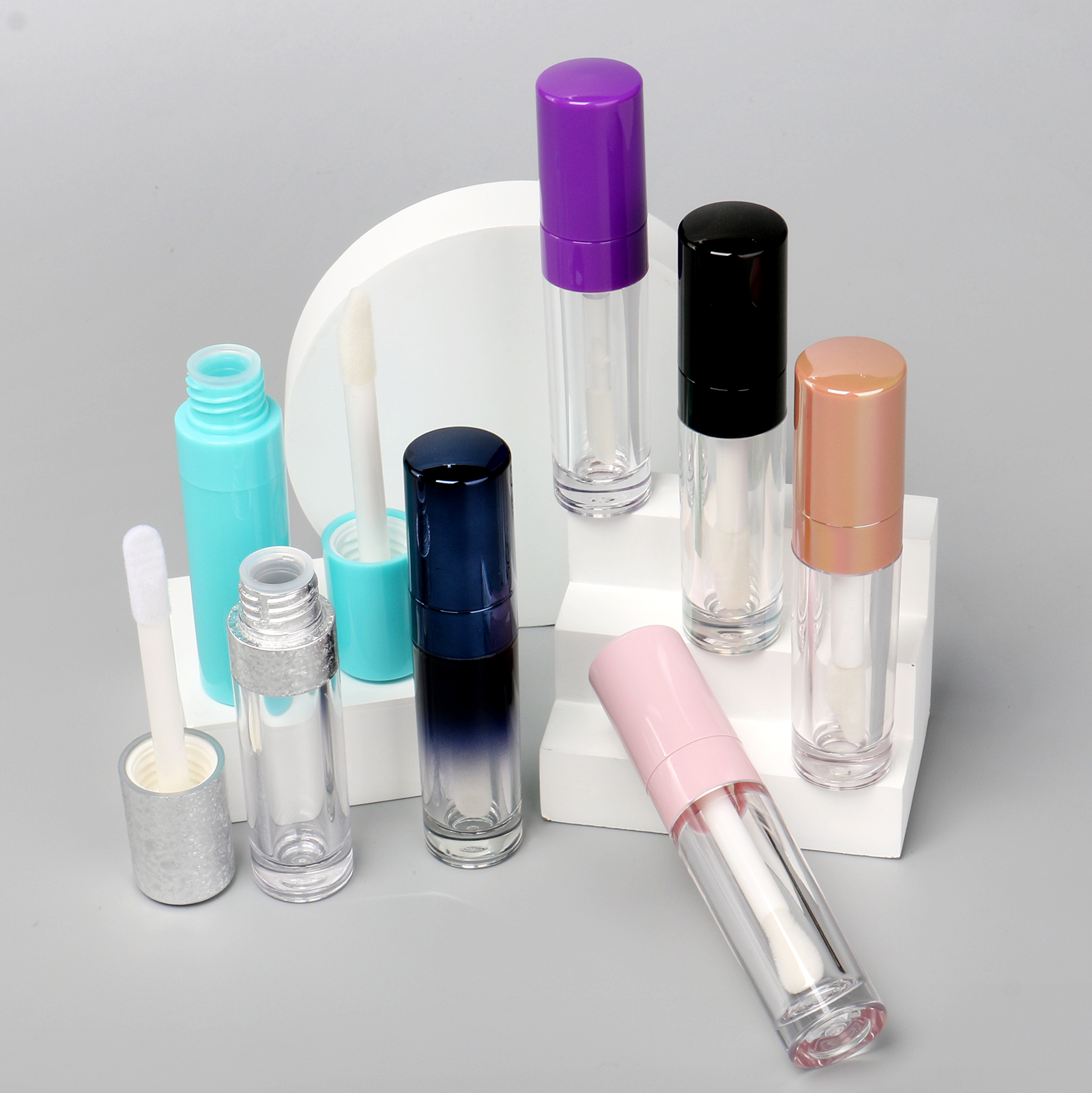 View larger image Add to Compare  Share Round Lipgloss Packaging Container Big Wand Big Brush Concealer Tube Lip Oil Bottle Custom PTEG Plastic Lip Gloss Tube