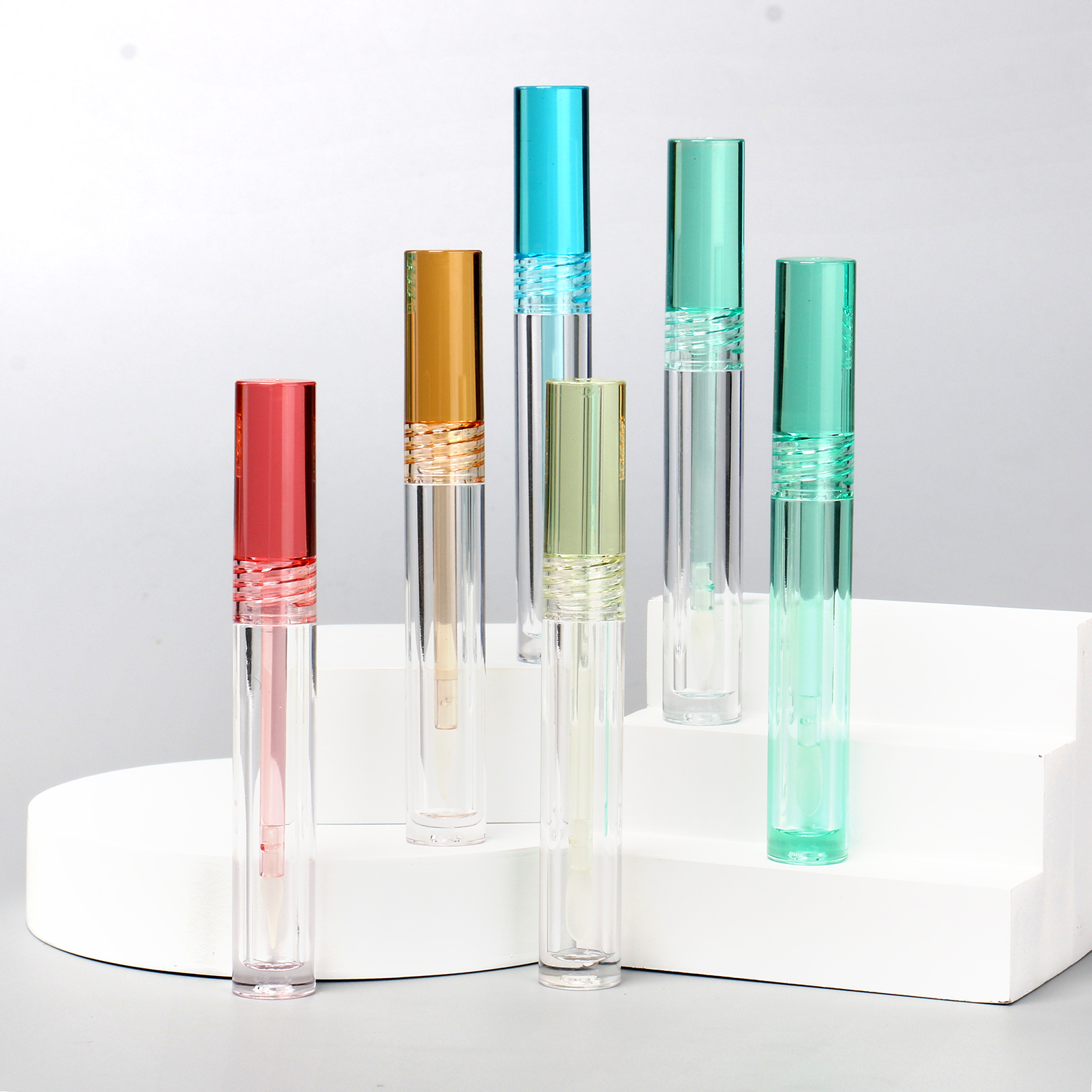 Small Empty Round Transparent Lipstick Lipgloss Tube Containers Clear Colorful Mini 3ml Cosmetic Lip Gloss Tubes