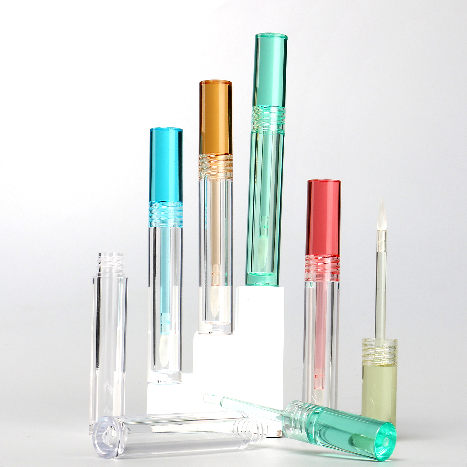 Small Empty Round Transparent Lipstick Lipgloss Tube Containers Clear Colorful Mini 3ml Cosmetic Lip Gloss Tubes