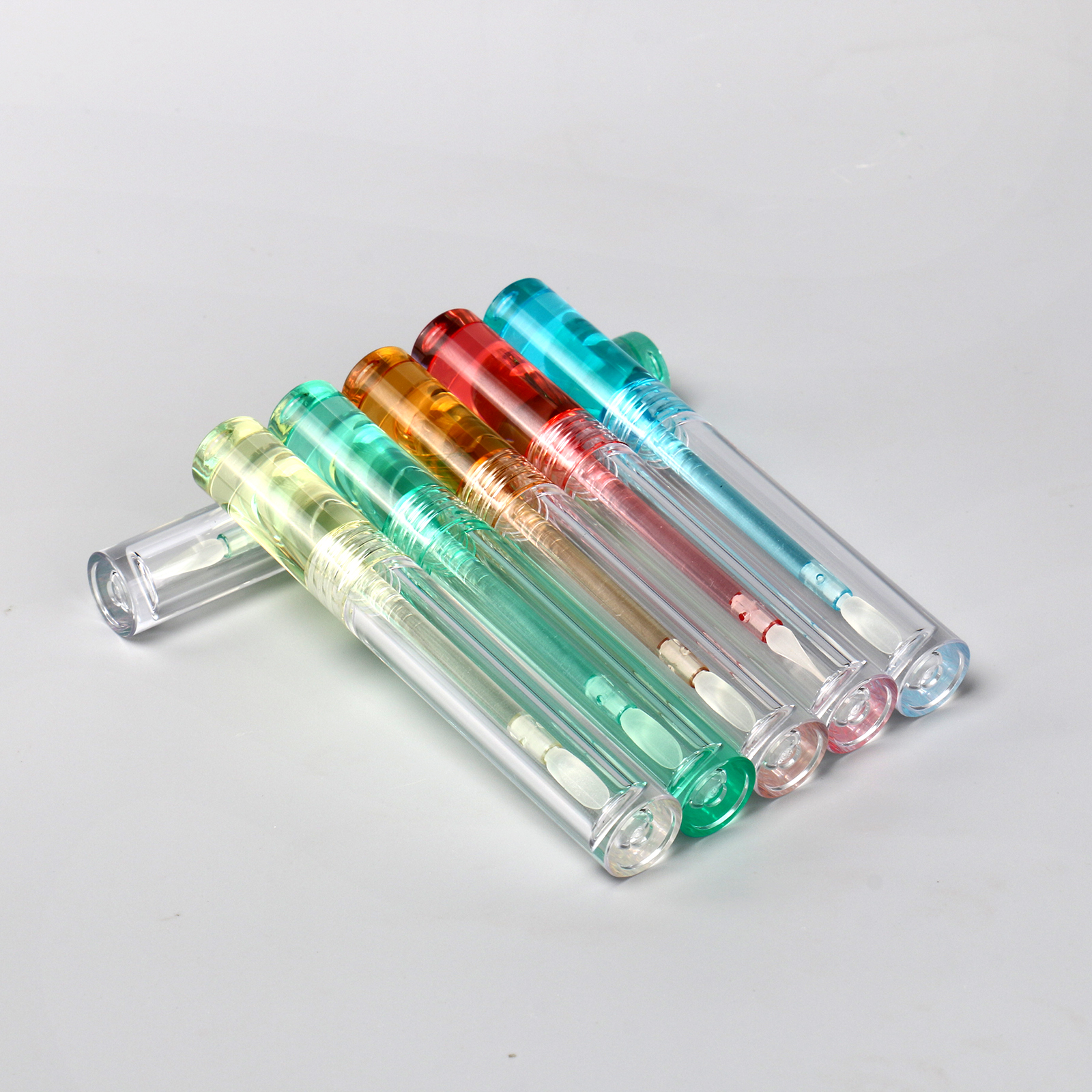 Small Empty Round Transparent Lipstick Lipgloss Tube Containers Clear Colorful Mini 3ml Cosmetic Lip Gloss Tubes
