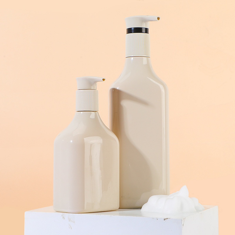 Long Neck PET Plastic Bottle Sloping Shoulder 500ml 750ml Empty Shampoo Conditioner Body Wash Dispenser With Pump