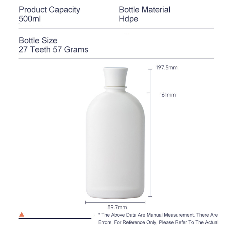 Custom 500ml Empty Flat Lotion Shampoo Bottle White HDPE Plastic Squeeze Bottles With Disc Cap