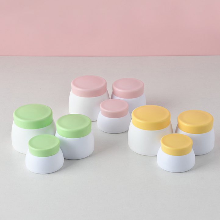 Empty 15g 30g 50g White PP Plastic Double Layer Cream Jar Custom Baby Face Eye Cream Jar With Pink Green Lid