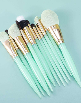 Green Plastic Handle Custom Logo Luxury Makeup Brushes Professional Private Label Vegan Makeup Brush Set
