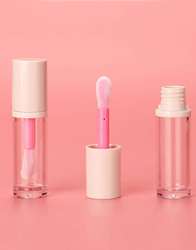 Custom Color Recyclable Lip Gloss Containers Big Wand Round Lip Gloss Tube With Pink Applicator