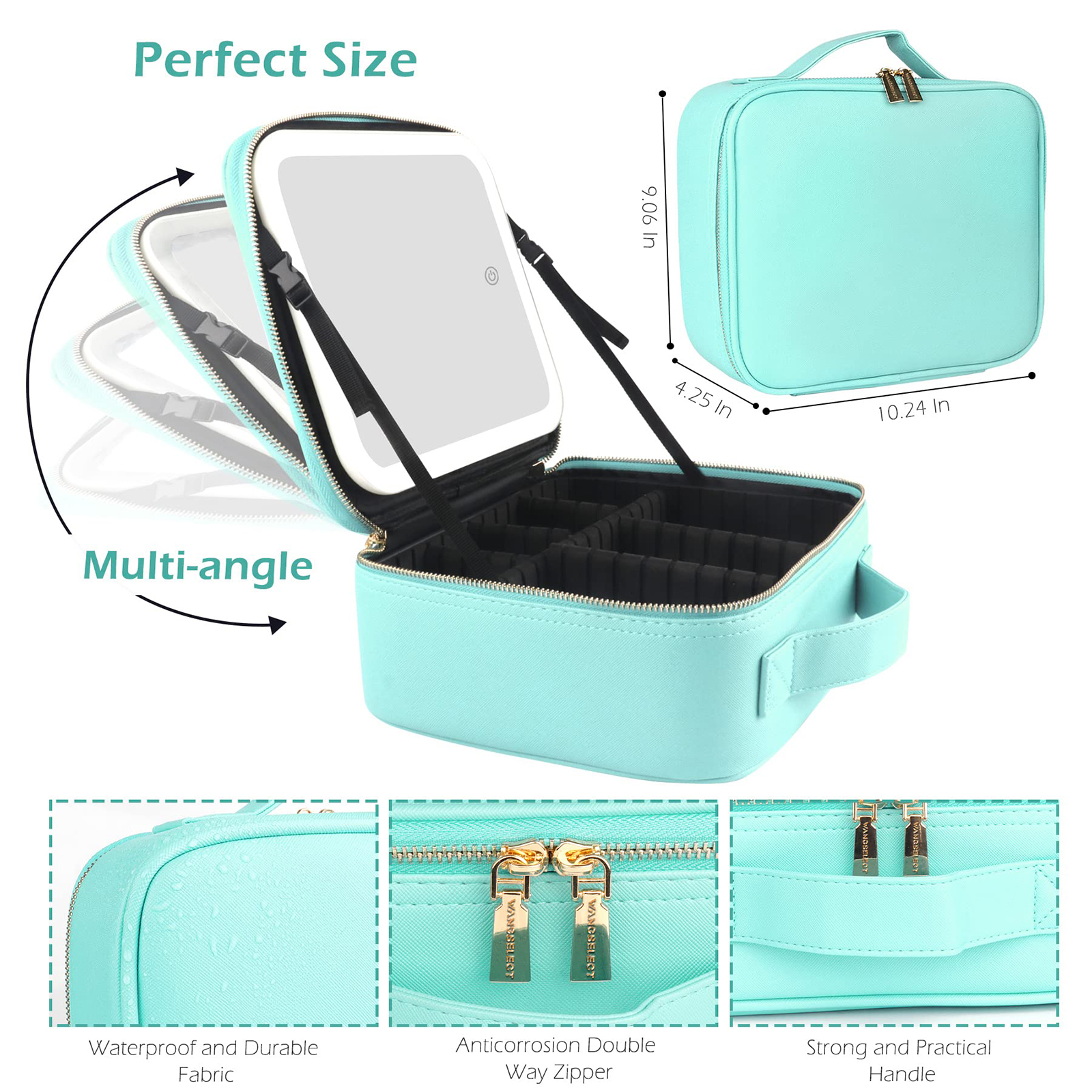 Women’s Makeup Organizers Storage Box Bags Small Travel Beauty Tool Smart Led Light Mirror Cosmetic Case