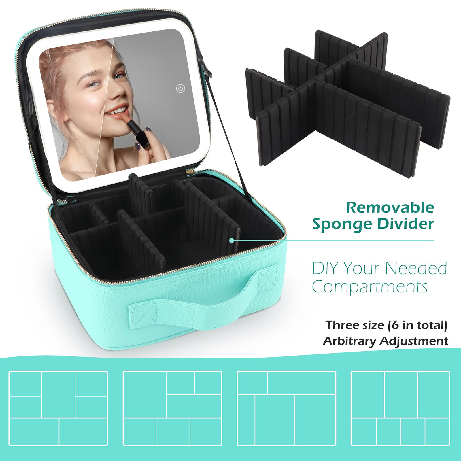 Women’s Makeup Organizers Storage Box Bags Small Travel Beauty Tool Smart Led Light Mirror Cosmetic Case